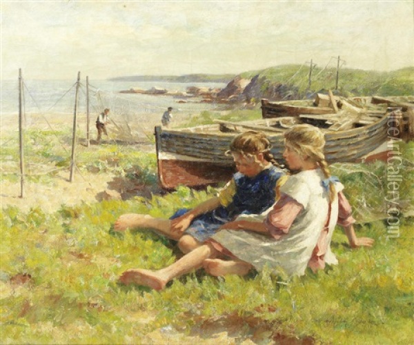 The Fisherman's Daughters Oil Painting - William Marshall Brown