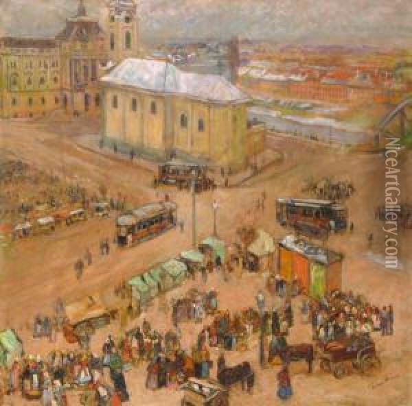 Varosreszlet Oil Painting - Erno Tibor