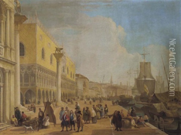 Blick Auf Die Riva Degli Schiavoni In Venedig Oil Painting - Luca Carlevarijs