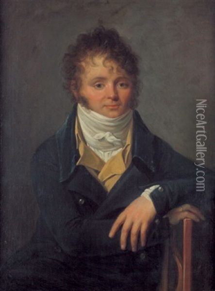Bildnis Eines Herrn Mit Weiser Halsbinde, Auf Einem Stuhl Sitzend Oil Painting - Louis Leopold Boilly