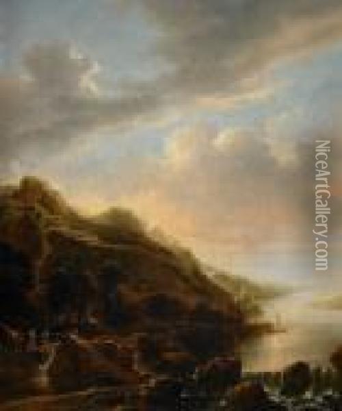 Kustlandskap Oil Painting - Adam Pynacker