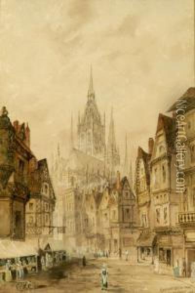Erfurt Cathedral Oil Painting - Helen R. Searle