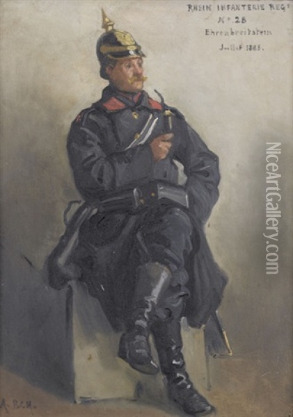 Bildnis Eines Soldaten Der Rheinischen Infanterie Oil Painting - Auguste Bachelin