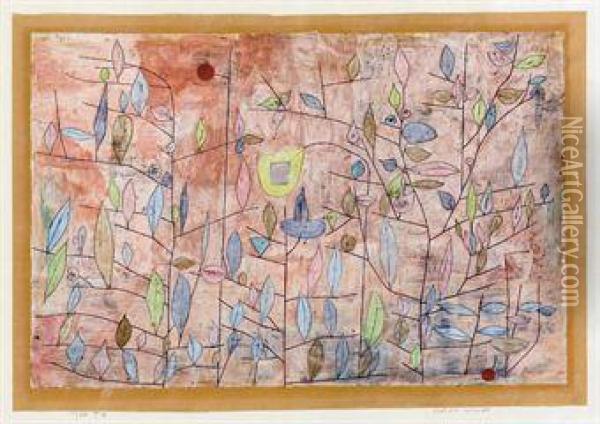 Sparlich Belaubt Oil Painting - Paul Klee