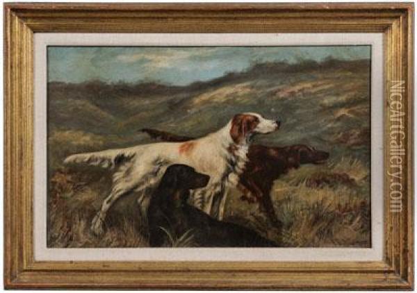 Three Setters In Afield Oil Painting - Astley David Middleton Cooper