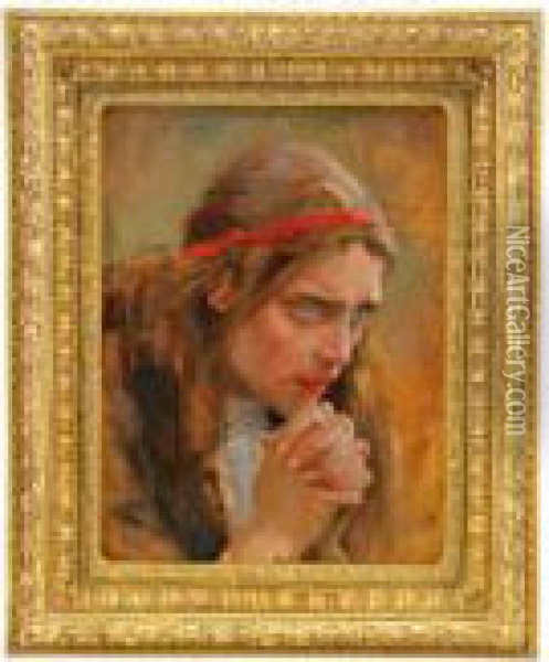 Magdalenahuvud I Oil Painting - Albert Edelfelt