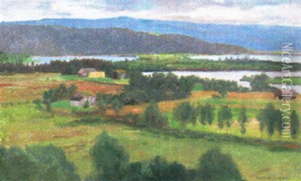 Vid Utsyn Over En Gard Oil Painting - Nils Severin Lynge Hansteen