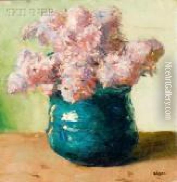 Lilacs In A Vase Oil Painting - Robert Henry Logan