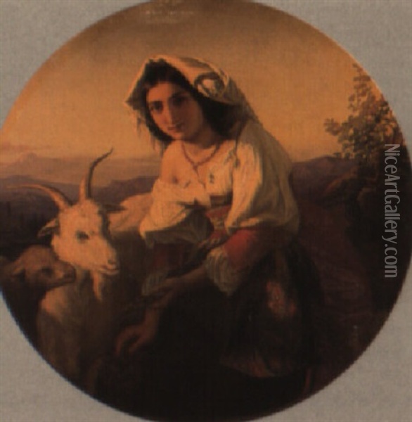 An Italian Peasant Girl Oil Painting - Franz Wilhelm Steffens