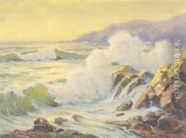 Rocky Cove - Monhegan Island Oil Painting - George F. Schultz