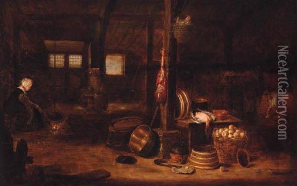 The Interior Of A Cottage Oil Painting - Govert Dircksz. Camphuysen