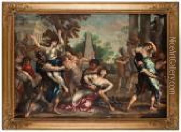 Theabduction Of The Sabine Women Oil Painting - Pietro Da Cortona (Barrettini)