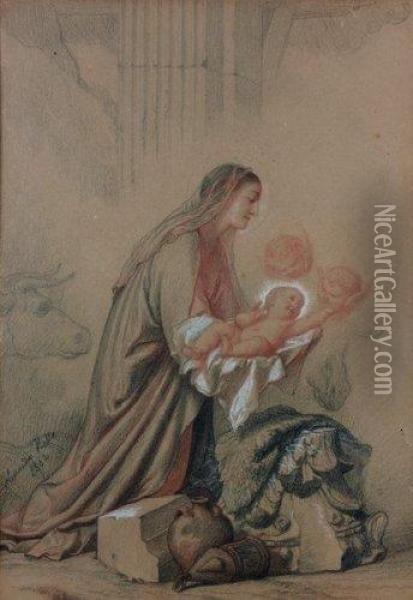 La Vierge Tenant L'enfant Oil Painting - Alexandre Hesse