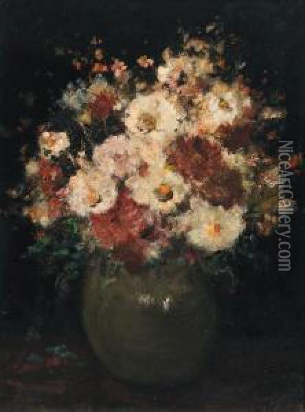A Still Life With Flowers Oil Painting - Anna Boch