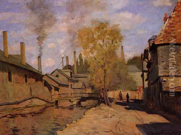 The Robec Stream Rouen Aka Factories At Deville Near Rouen Oil Painting - Claude Oscar Monet