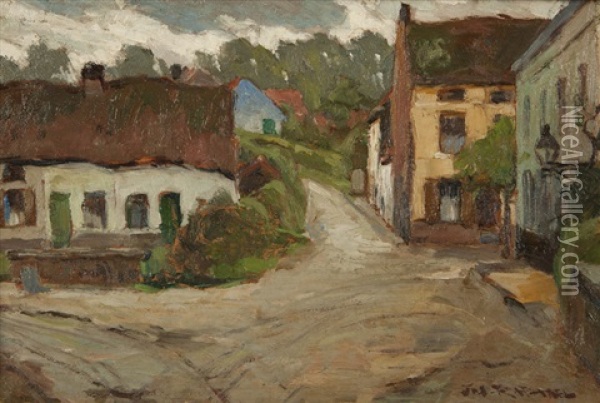 Road Through A Country Village Oil Painting - Joseph Raphael