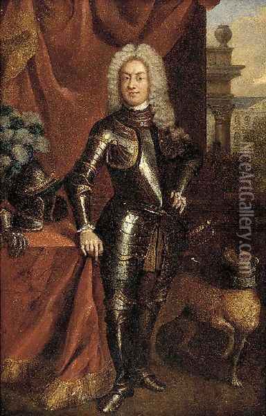 Portrait of Prince George of Denmark (1653-1708) Oil Painting - William Wissing or Wissmig