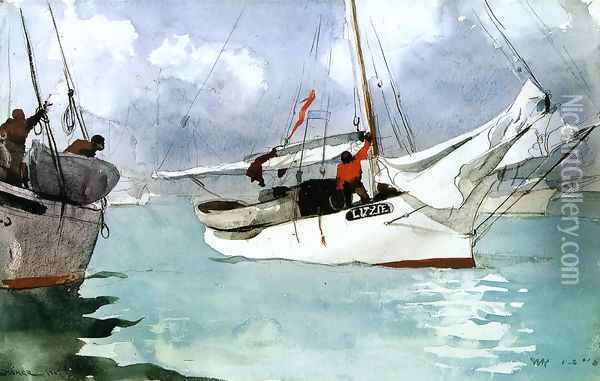 Fishing Boats, Key West Oil Painting - Winslow Homer
