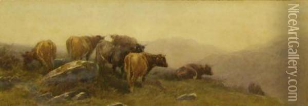Moorland Scene With Cattle Oil Painting - Thomas, Tom Rowden