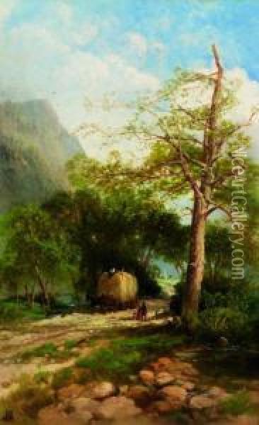 Haying Along The Hudson Oil Painting - Andrew Melrose