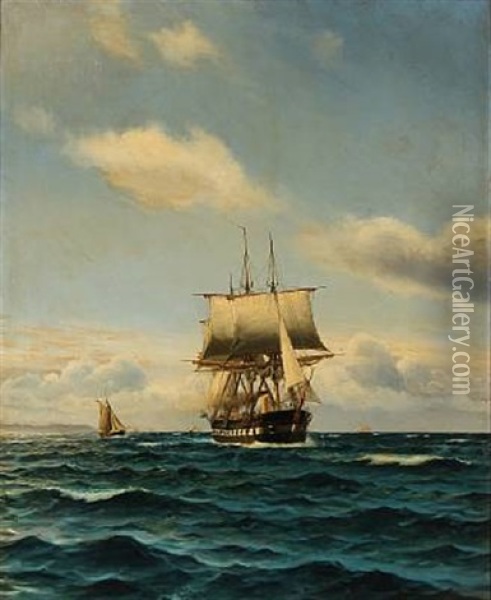 Seascape With The Danish Steam Frigate Jylland Oil Painting - Holger Luebbers