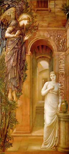 The Annunciation, 1879 Oil Painting - Sir Edward Coley Burne-Jones