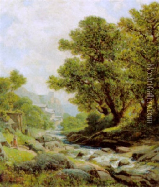 Idyllische Landschaft Oil Painting - Gustav Seelos