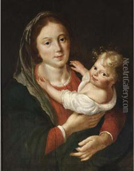 Madonna With Child Oil Painting - Paulus Moreelse