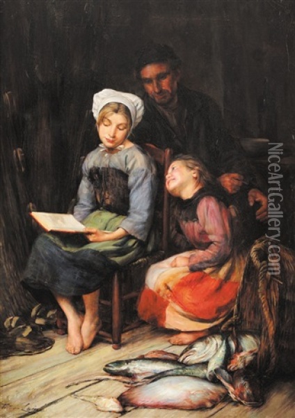 Les Enfants Du Pecheur Oil Painting - Victor Laine
