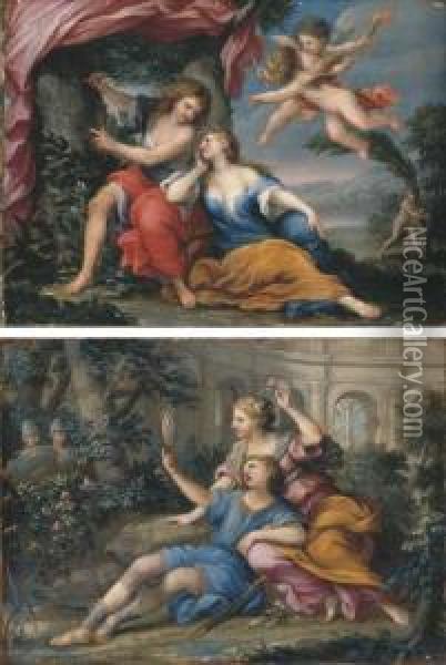 Angelica And Medoro; And Rinaldo And Armida Oil Painting - Bartolomeo Giuseppe Chiari