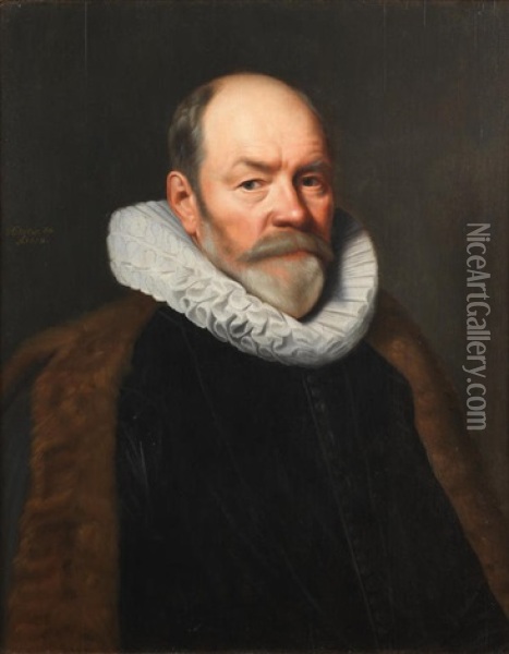 Portrait Of Paulus Van Beresteyn (1548-1625) , Bust-length, In Black, Fur-trimmed Costume Oil Painting - Michiel Janszoon van Mierevelt