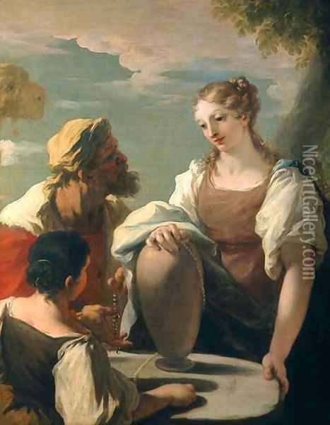Rebecca at the Well Oil Painting - Giovanni Antonio Pellegrini