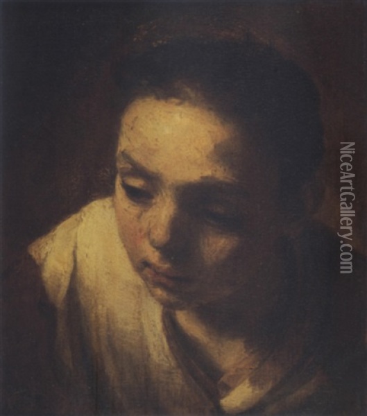 Head Of A Girl Oil Painting - Nicolaes Maes
