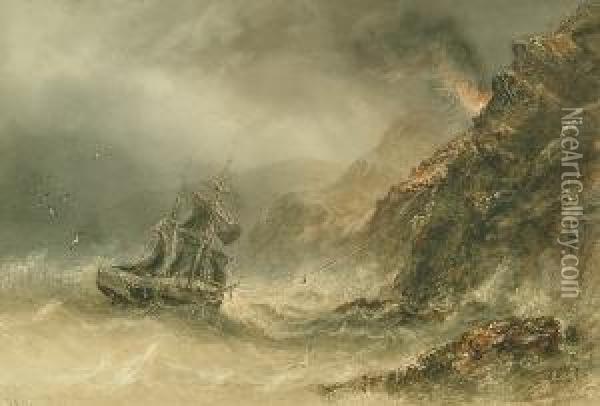The Wreck Of The ***, South Bay, Scarborough Oil Painting - Joseph Newington Carter