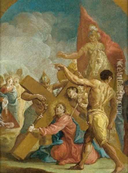 Cristo Portacroce Oil Painting - Martino Altomonte