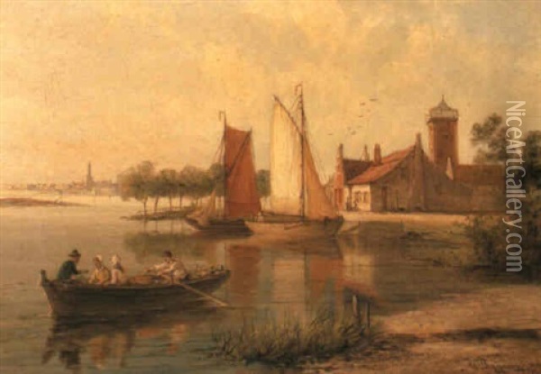 Ter Hannen On The Scheldt, Holland Oil Painting - William Raymond Dommersen