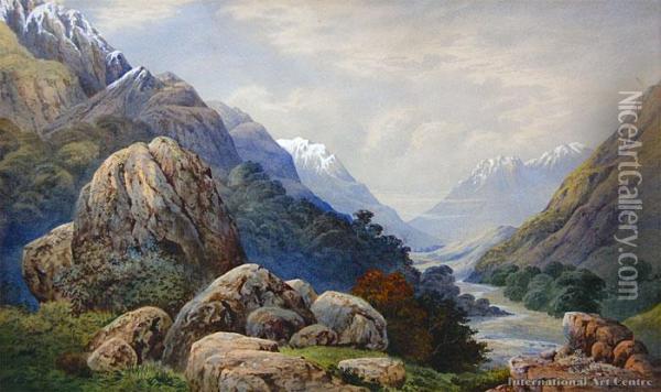Mountain Scene - Otira Oil Painting - John Barr Clarke Hoyte