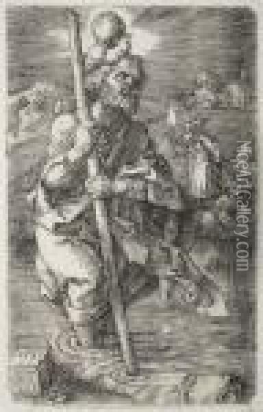 St. Christopher Facing Right Oil Painting - Albrecht Durer