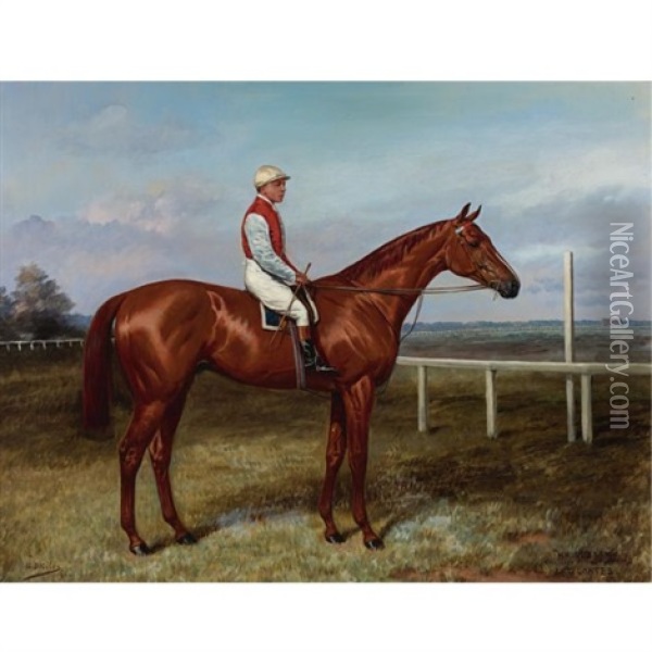 "whisperer", Winner Of The Portland Plate, Doncaster Oil Painting - Geoffrey Douglas Giles