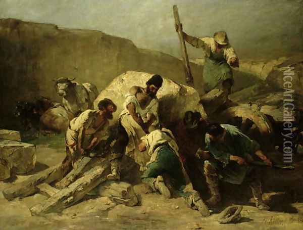 Transporting Stone Blocks Oil Painting - Friedrich von Keller