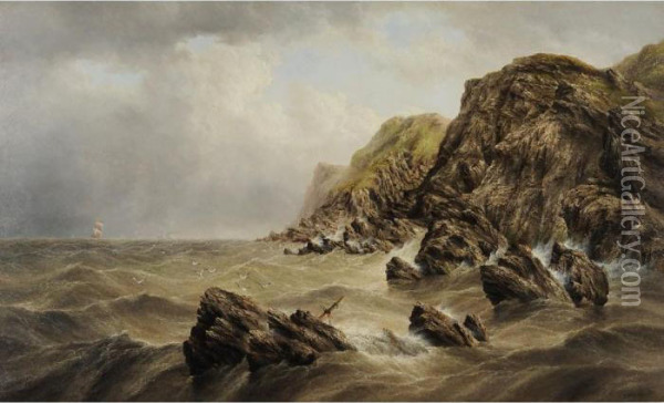 A Perilous Coast Oil Painting - Henry Redmore