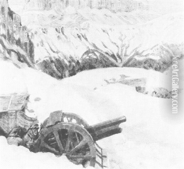 Artillery Positions In The Mountains Oil Painting - Richard Carl Wagner