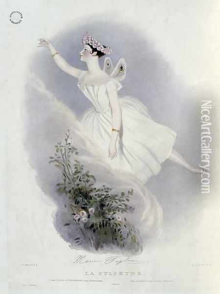 Marie Taglioni (1804-84) in 'La Sylphide', 1836 Oil Painting - Alfred-Edward Chalon