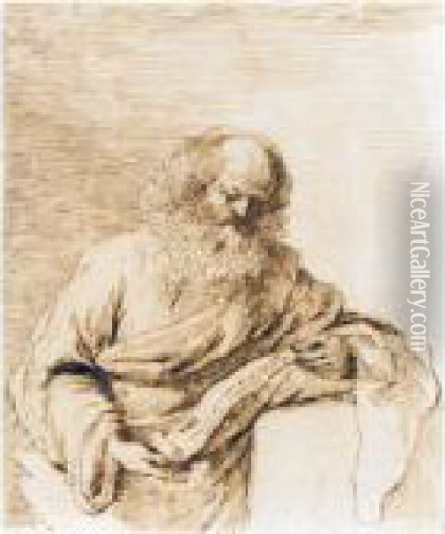 The Prophet Isaiah Reading From A Scroll Oil Painting - Guercino