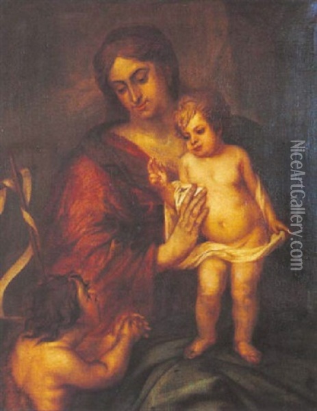 La Vierge A L'enfant Avec Saint Jean Baptiste Oil Painting - Erasmus Quellinus II