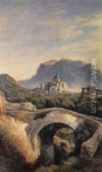 Veduta Di Capri Oil Painting - Consalvo Carelli