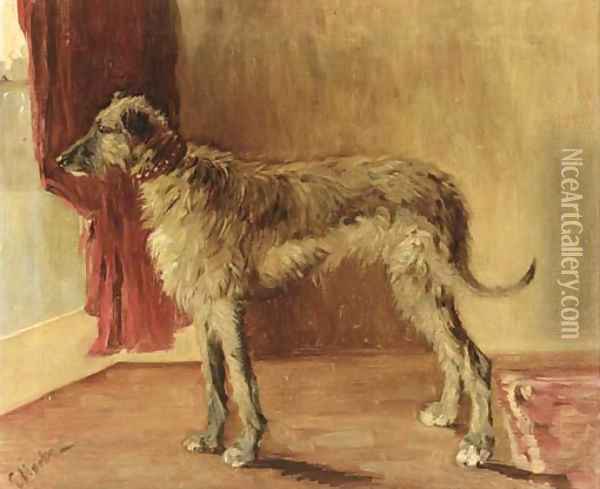 An Irish wolf hound Oil Painting - Etty Horton