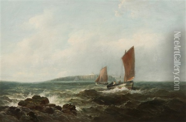Farne Islands, Bamburgh Beach Northumberland Oil Painting - John Moore Of Ipswich