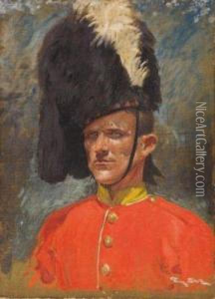 Horseguard En Buste Oil Painting - Georges Bertin, Dit Scott De Plagnolles
