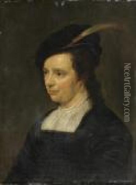 Portrait De Jeune Femme Au Chapeau A Plume Oil Painting - Govert Teunisz. Flinck